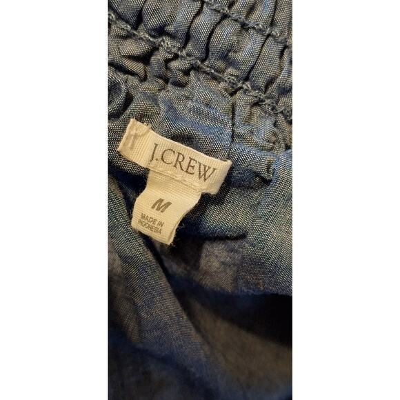 J CREW Zafrina Embroidered Chambray Skirt Cotton Elastic waist Tassels M Boho - Picture 4 of 11